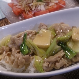 春キャベツと筍の餡かけ丼